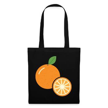 Orange mit Orangenscheibe - Frucht Motiv - Stoffbeutel - Schwarz - Vorne