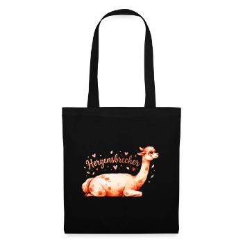 Herzensbrecher Lama Illustration - Stoffbeutel - Schwarz - Vorne