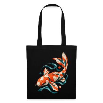 Origami Koi aus Papier - Stoffbeutel - Schwarz - Vorne