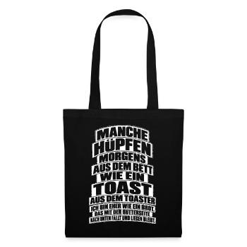 Lustiges Geschenk für Morgenmuffel - Stoffbeutel - Schwarz - Vorne