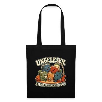 Ungelesene Bücher unter sich - Stoffbeutel - Schwarz - Vorne