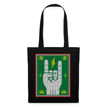 Weihnachtsmuster-Fingerhörner - Stoffbeutel - Schwarz - Vorne