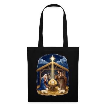 Krippenstern der Heiligen Nacht Weihnachten Jesus - Stoffbeutel - Schwarz - Vorne