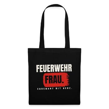 Feuerwehrfrau – Ehrenamt mit Herz - Stoffbeutel - Schwarz - Vorne