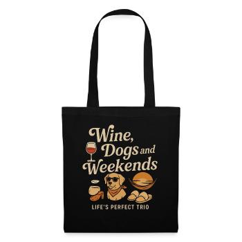 Wine Dogs And Weekends - Stoffbeutel - Schwarz - Vorne