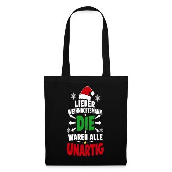 Lieber Weihnachtsmann – Advent Humor - Stoffbeutel - Schwarz - Vorne