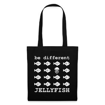 Jellyfish Be Different Qualle und Fische Spruch - Stoffbeutel - Schwarz - Vorne