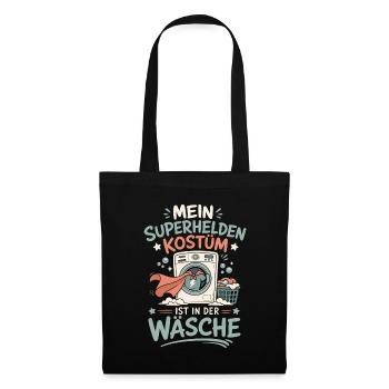 Superhelden Kostüm in der Wäsche - Stoffbeutel - Schwarz - Vorne