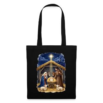 Krippenstern der Heiligen Nacht Weihnachten Jesus - Stoffbeutel - Schwarz - Vorne