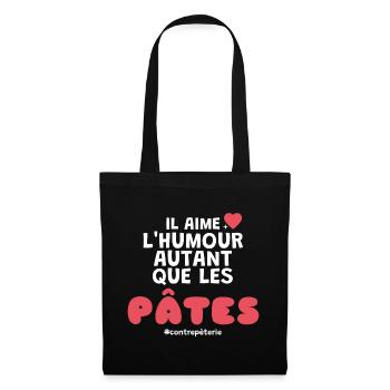 Humor und Pasta Geschenk für Paar - Stoffbeutel - Schwarz - Vorne