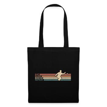 Eat Sleep Bocce Repeat Boccia Und Petanque Spieler - Stoffbeutel - Schwarz - Vorne