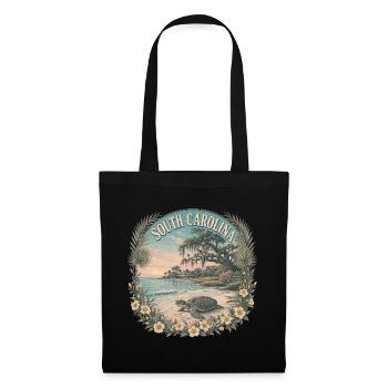 South Carolina – USA State Beach Vintage Art - Stoffbeutel - Schwarz - Vorne