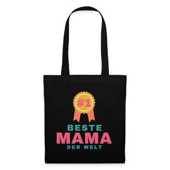 Beste Mama der Welt – Geschenk für Mama - Stoffbeutel - Schwarz - Vorne