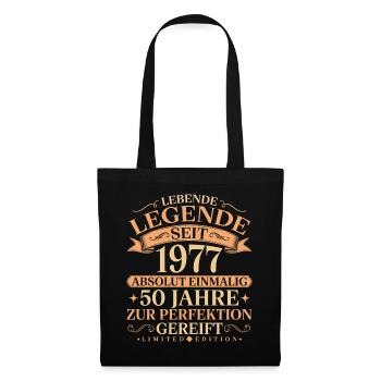 Jahrgang 1977 geboren 50. Geburtstag Geschenk - Stoffbeutel - Schwarz - Vorne