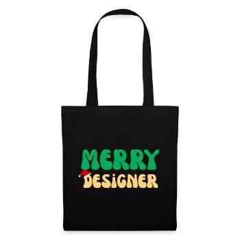Fröhliches Weihnachtsgeschenk mit Designer-Grafikgrafiker - Stoffbeutel - Schwarz - Vorne