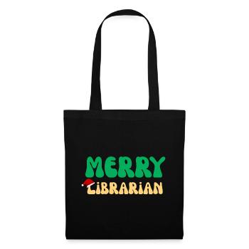 Frohe Bibliothekarin Weihnachtspullover Buchliebhabergeschenk - Stoffbeutel - Schwarz - Vorne