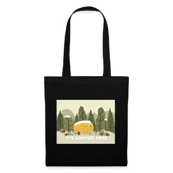 Retro Wohnmobil Winter Ready - Stoffbeutel - Schwarz - Vorne