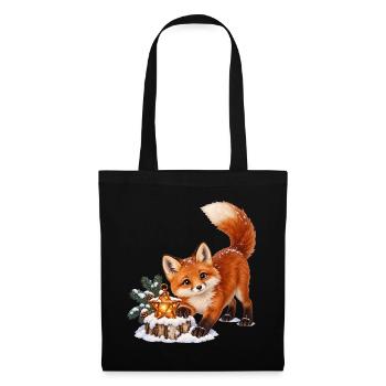 Fuchsjunges beim Sternlaternen-Spiel - Stoffbeutel - Schwarz - Vorne