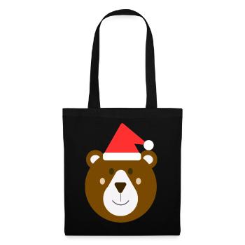 Süßer Weihnachtsbraunbär - Stoffbeutel - Schwarz - Vorne