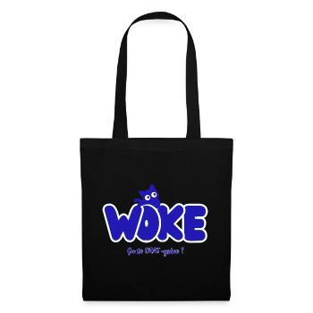 Woke – Macht es dich CHAT-grine? | Politischer Humor - Stoffbeutel - Schwarz - Vorne