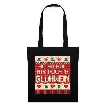 Ho Ho Hol mir Glühwein Strickmuster - Stoffbeutel - Schwarz - Vorne