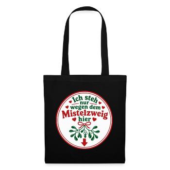 Mistelzweig Pärchen Weihnachten Partnerlook - Stoffbeutel - Schwarz - Vorne