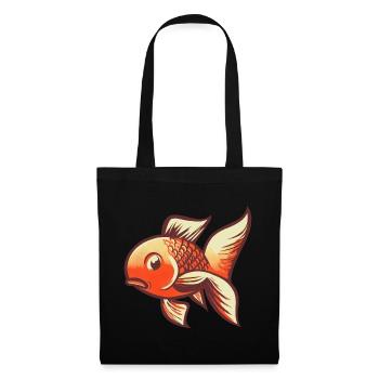 Goldfisch mit großen Flossen – Retro - Stoffbeutel - Schwarz - Vorne