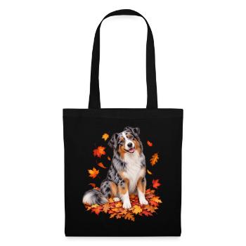Herbsthunde Patch: Australian Shepherd - Stoffbeutel - Schwarz - Vorne
