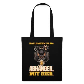 Halloween-Plan: abhängen mit Bier - Stoffbeutel - Schwarz - Vorne