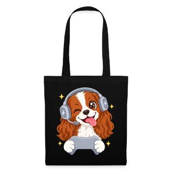 Gaming Cavalier King Charles Spaniel Headset  - Stoffbeutel - Schwarz - Vorne