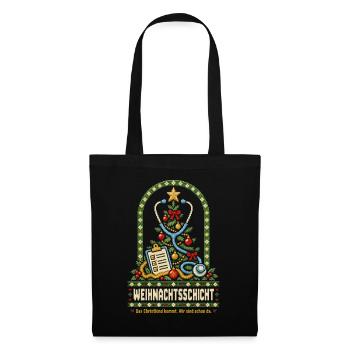 Weihnachtsschicht Pflege - Stoffbeutel - Schwarz - Vorne