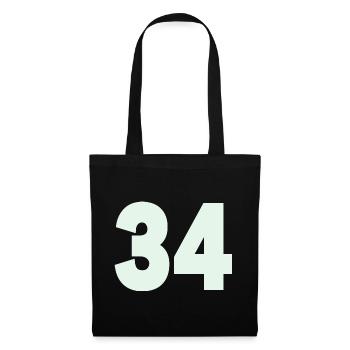 Zahl 34 Mint Minimal - Stoffbeutel - Schwarz - Vorne