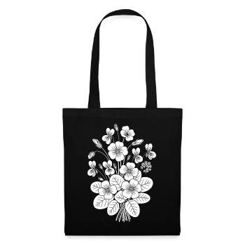 Blumenstrauß-Silhouette - Stoffbeutel - Schwarz - Vorne