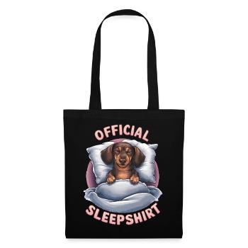 Offizielles Schlafshirt Dackel Schlafengehen - Stoffbeutel - Schwarz - Vorne