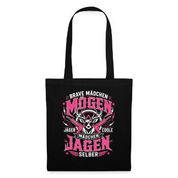 Coole Jägerin Jagd Geschenk - Stoffbeutel - Schwarz - Vorne