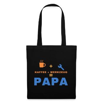 Kaffee + Werkzeug = Papa – Geschenk für Papa - Stoffbeutel - Schwarz - Vorne