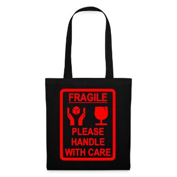 Fragile – Handle with care - Stoffbeutel - Schwarz - Vorne