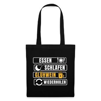 Essen Schlafen Glühwein Wiederholen - Stoffbeutel - Schwarz - Vorne