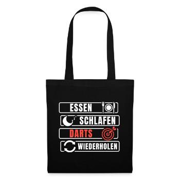 Essen Schlafen Darts Wiederholen - Stoffbeutel - Schwarz - Vorne