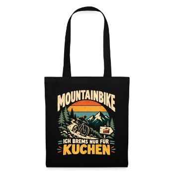 Mountainbike Kuchen Spruch - Stoffbeutel - Schwarz - Vorne