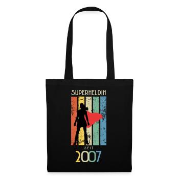 20 Geburtstag Frau Jahrgang 2007 Superheldin Retro - Stoffbeutel - Schwarz - Vorne