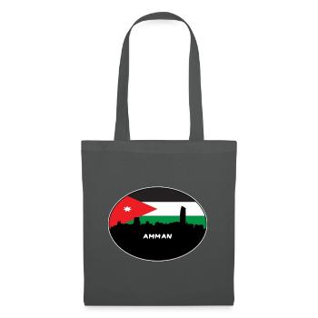 Amman, Jordanien, Flagge, Skyline, Silhouette, Reisen - Stoffbeutel - Graphite - Vorne
