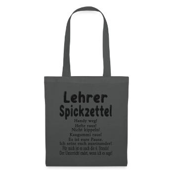 Lehrer Spickzettel - Stoffbeutel - Graphite - Vorne