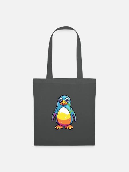 Pinguin Buntes Aquarell Cartoon Kawaii Tier - Stoffbeutel - Graphite