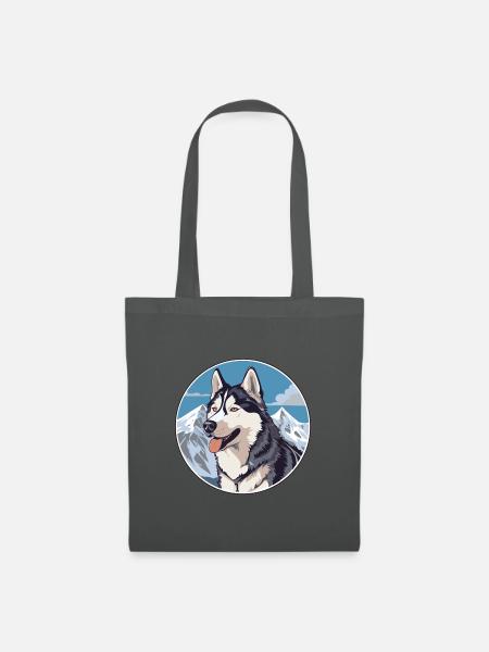 Husky Hunderasse Cartoon Kawaii Aquarell - Stoffbeutel - Graphite