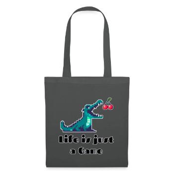 Life is Just a Game Retro Pixel Art Design - Stoffbeutel - Graphite - Vorne