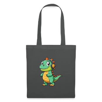 Dinosaur Funny Cartoon Character Headphone Music - Tote Bag - graphite grey - Front