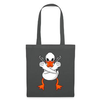 Ente mit Pistole - Stoffbeutel - Graphite - Vorne