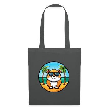 Cochon d’Inde Drôle Dessin Animé Plage Été Lunettes de soleil - Sac en tissu - gris graphite - Devant