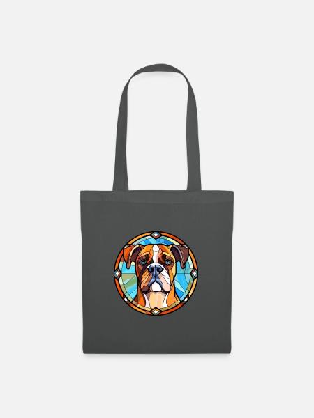 Boxer Hund Rasse Buntes Glas Buntes Aquarell - Stoffbeutel - Graphite